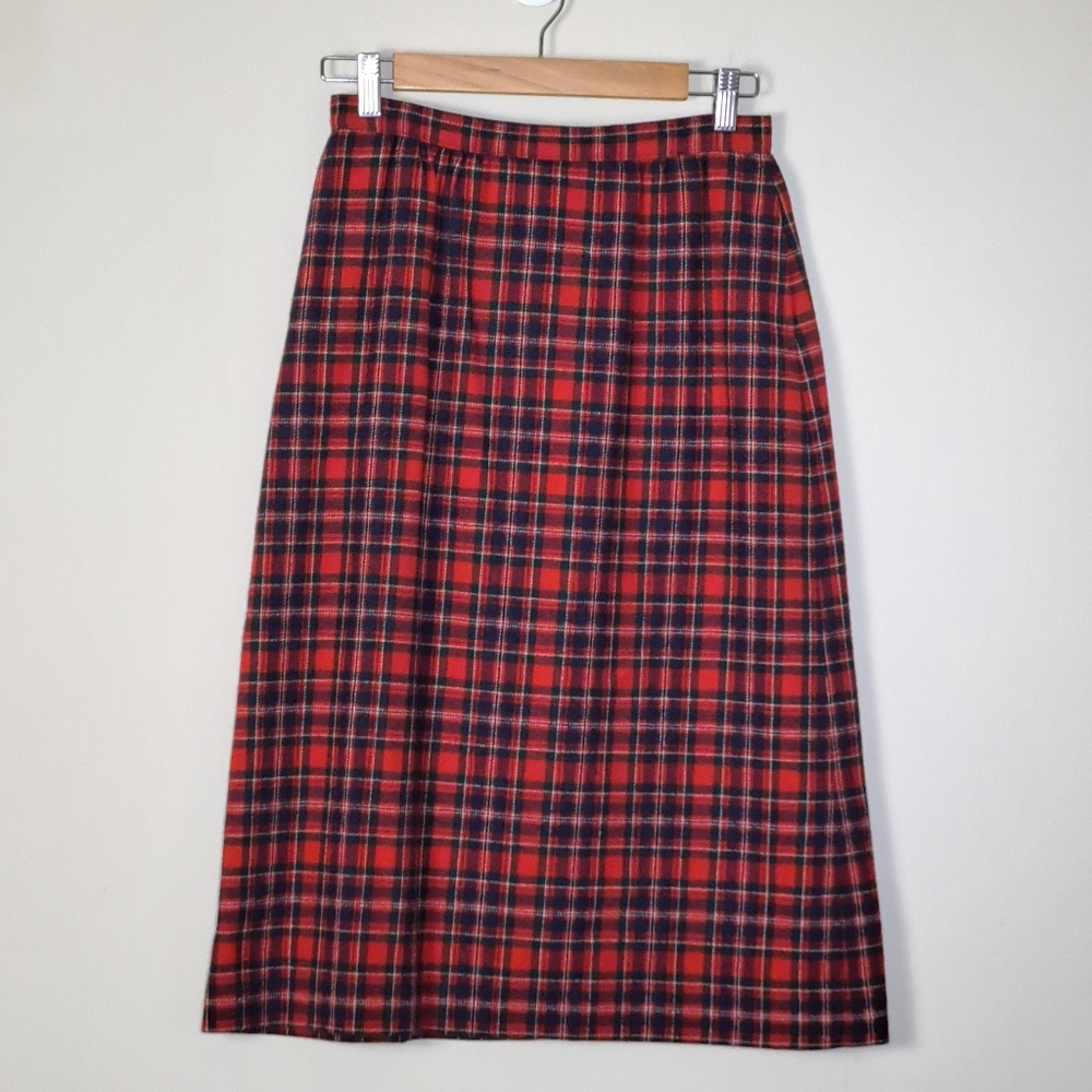 Vtg Pendleton Red Plaid Skirt